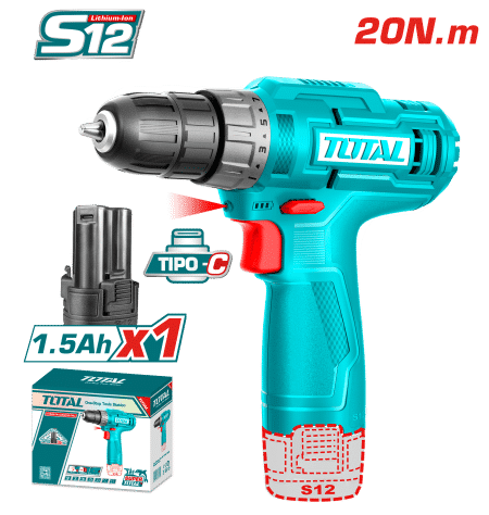 TALADRO 12V S12 20NM 0.8-10MM 0-750RPM 1X1.5AH TIPO C