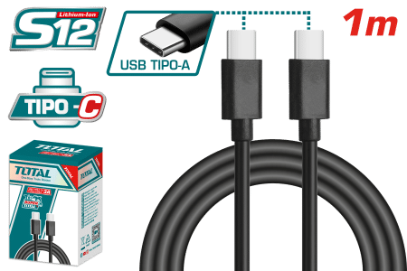 CABLE USB TIPO C/C 1M 3A PARA CARGADOR S12