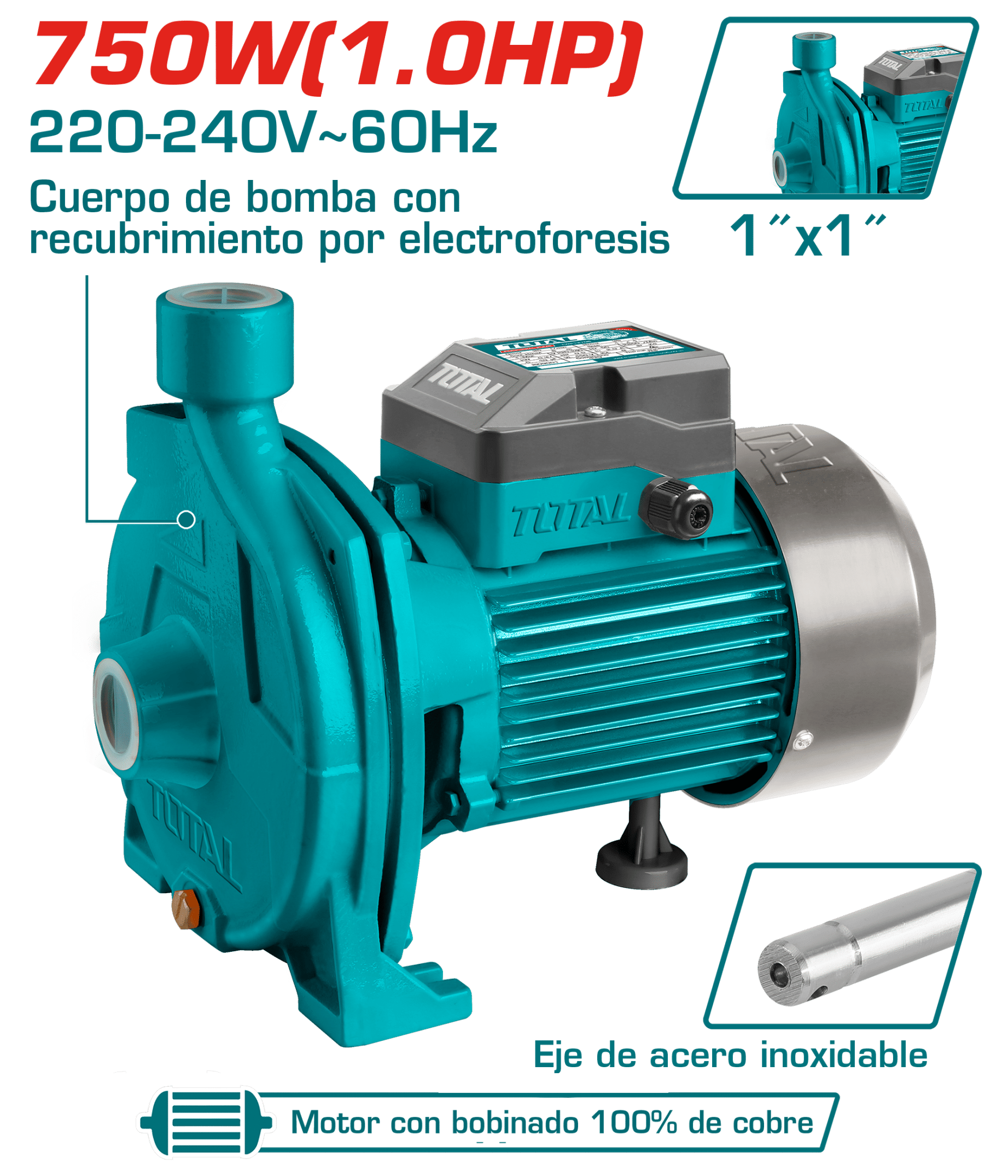 BOMBA DE AGUA CENTRIFUGA 1.0HP 30M 100L/MIN 1X1