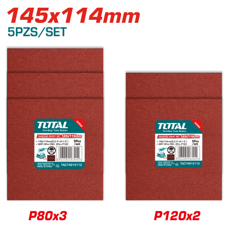 SET DE LIJAS 145X114MM 3XP80 2XP120 5PCS/SET