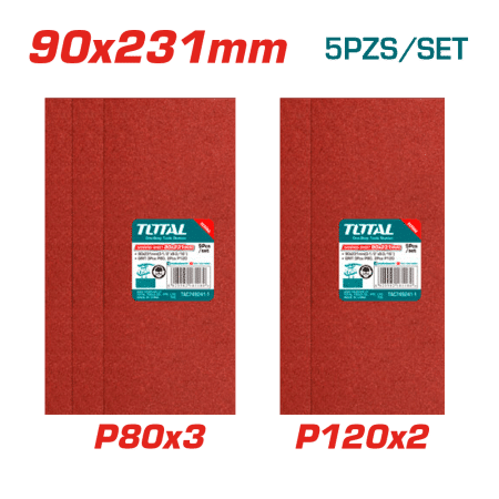 SET DE LIJAS 90X231MM 3XP80 2XP120 5PCS/SET