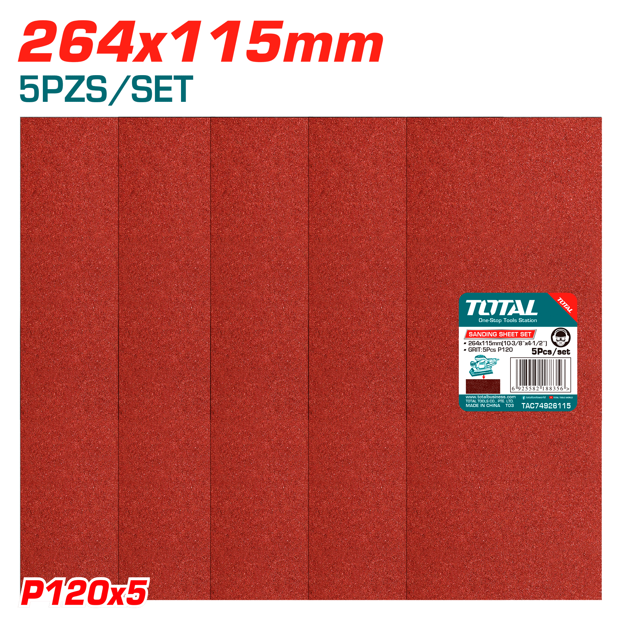 SET DE LIJAS 264X115MM P120 5PCS/SET