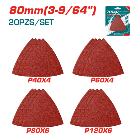 SET DE LIJAS DELTA 80MM (3-9/64'') 20PCS/SET