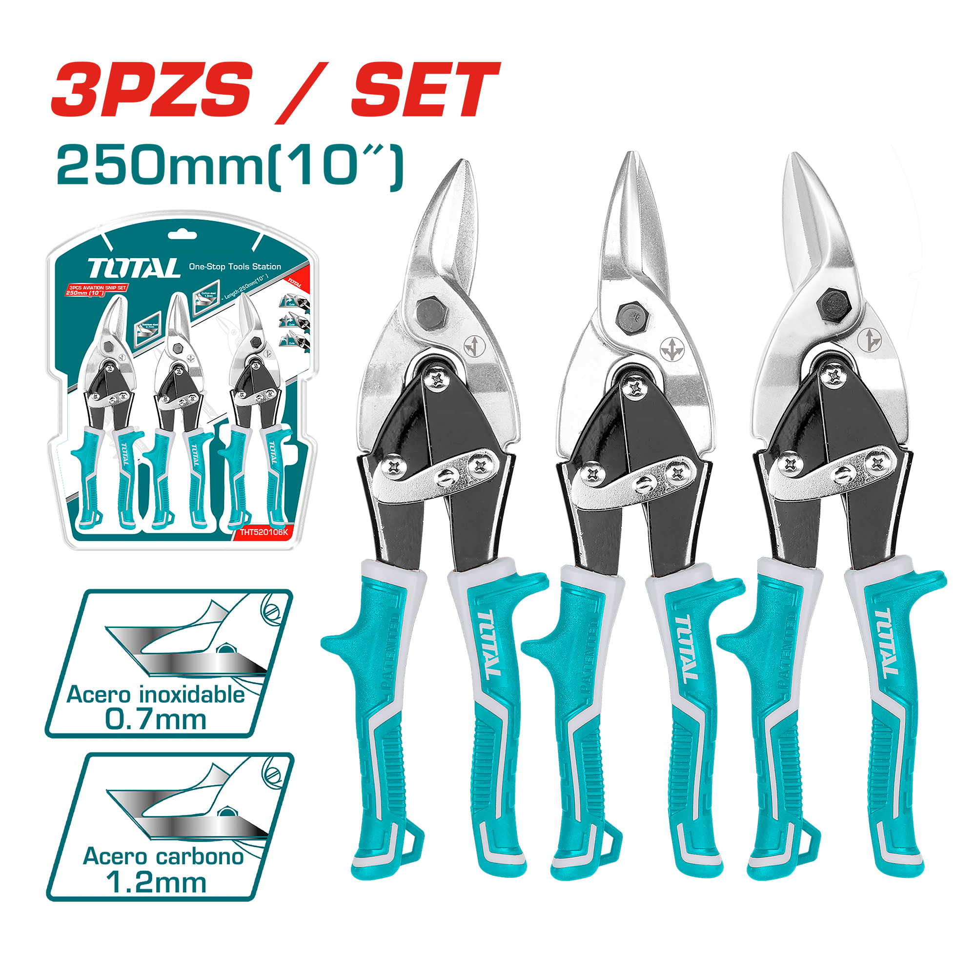SET DE TIJERAS DE  AVIACIÓN 3PCS 250MM (10'') DISEÑO UNICO