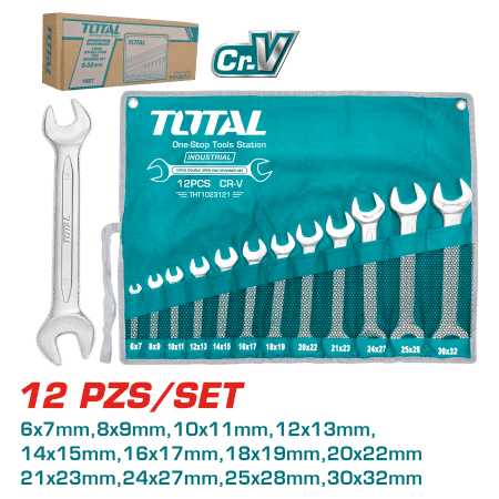 SET DE LLAVES ABIERTAS 6-32MM CRV +BOLSA DE LONA 12PZS/SET INDUSTRIAL