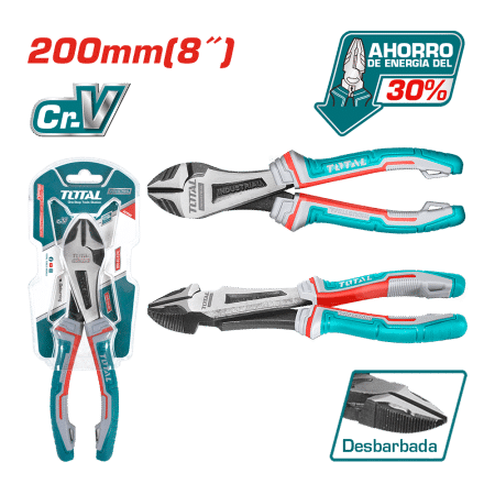 ALICATE CORTE DIAGONAL ALTO APALANCAMIENTO 8" 200MM CR-V / TPR INDUSTRIAL