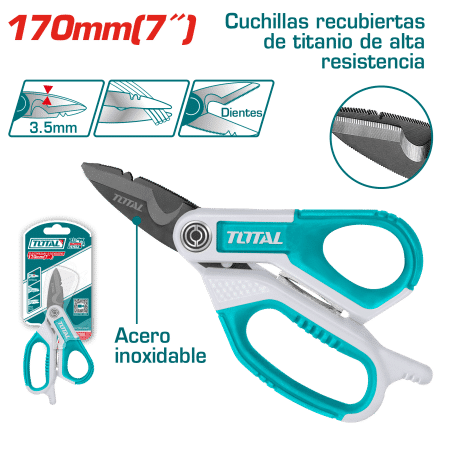 TIJERA ELECTRICISTA 170MM (7'') HD TITANIO + ACERO INOX INDUSTRIAL