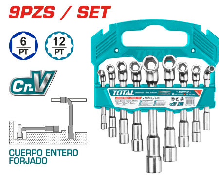 KIT DE LLAVES L PARA SOCKET 9PCS CR.V 7/8/10/12/13/14/17/19 INDUSTRIAL