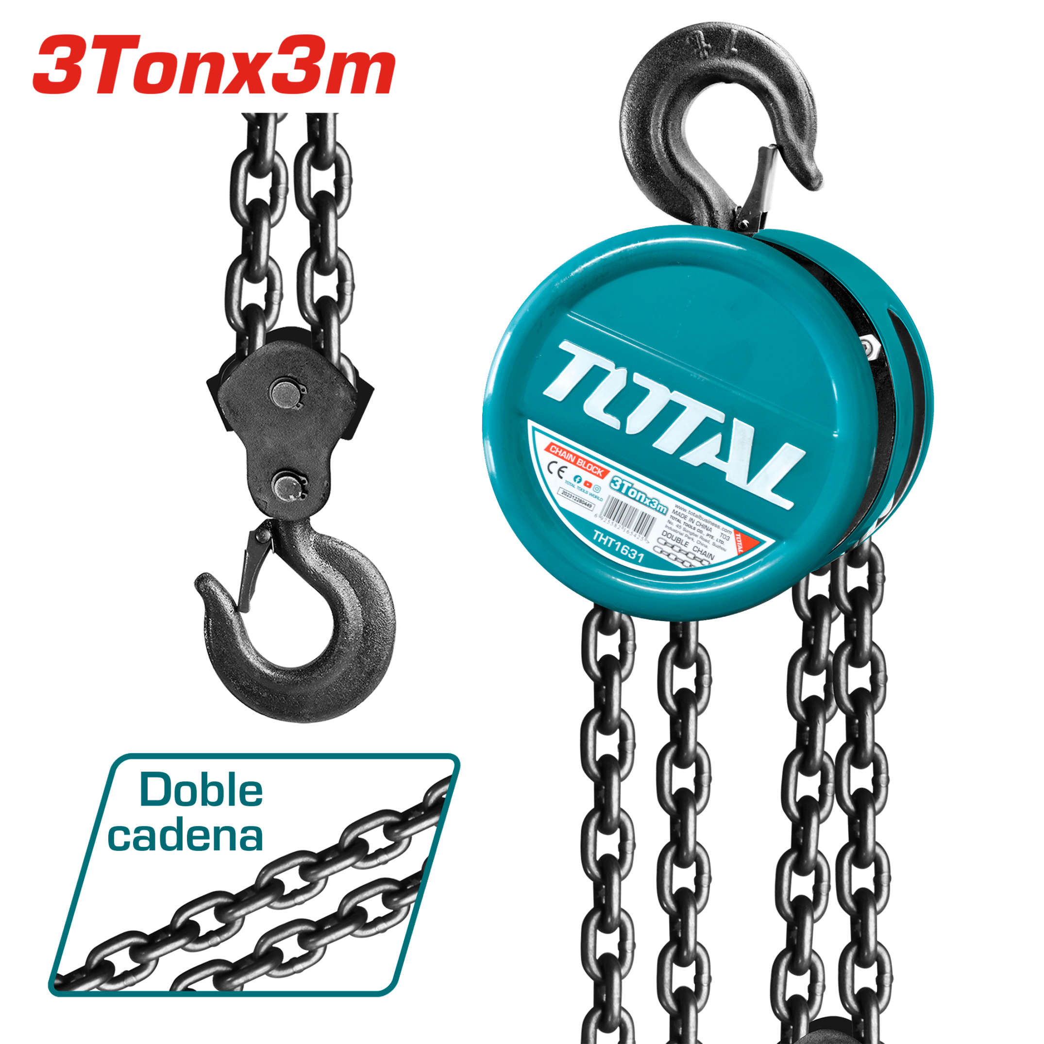 TECLE 3TON ALT:3M 404.0N CADENA DOBLE