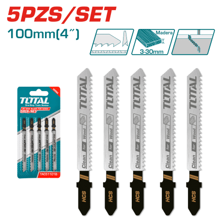 CUCHILLAS PARA CALADORA 05PZS MADERA 74MM 10TPI HCS