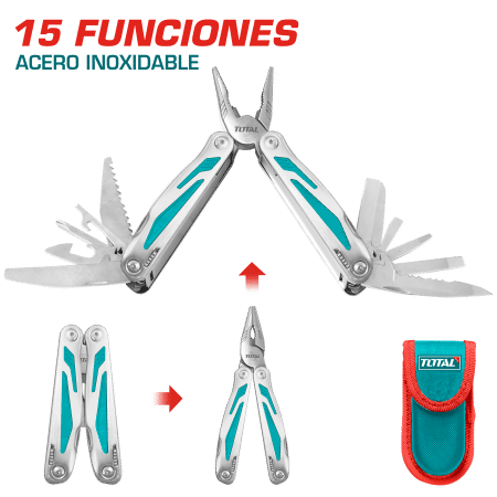 MULTI HERRAMIENTA PLEGABLE ACERO INOX. 15 FUNCIONES.