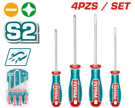 SET DESTORNILLADORES 4PCS S2 2XSL+2XPH 100/150MM MAG. INDUSTRIAL