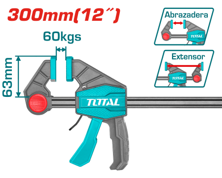 PRENSA F RÁPIDA 63X300MM (12") 60KG REGLA 5X18MM