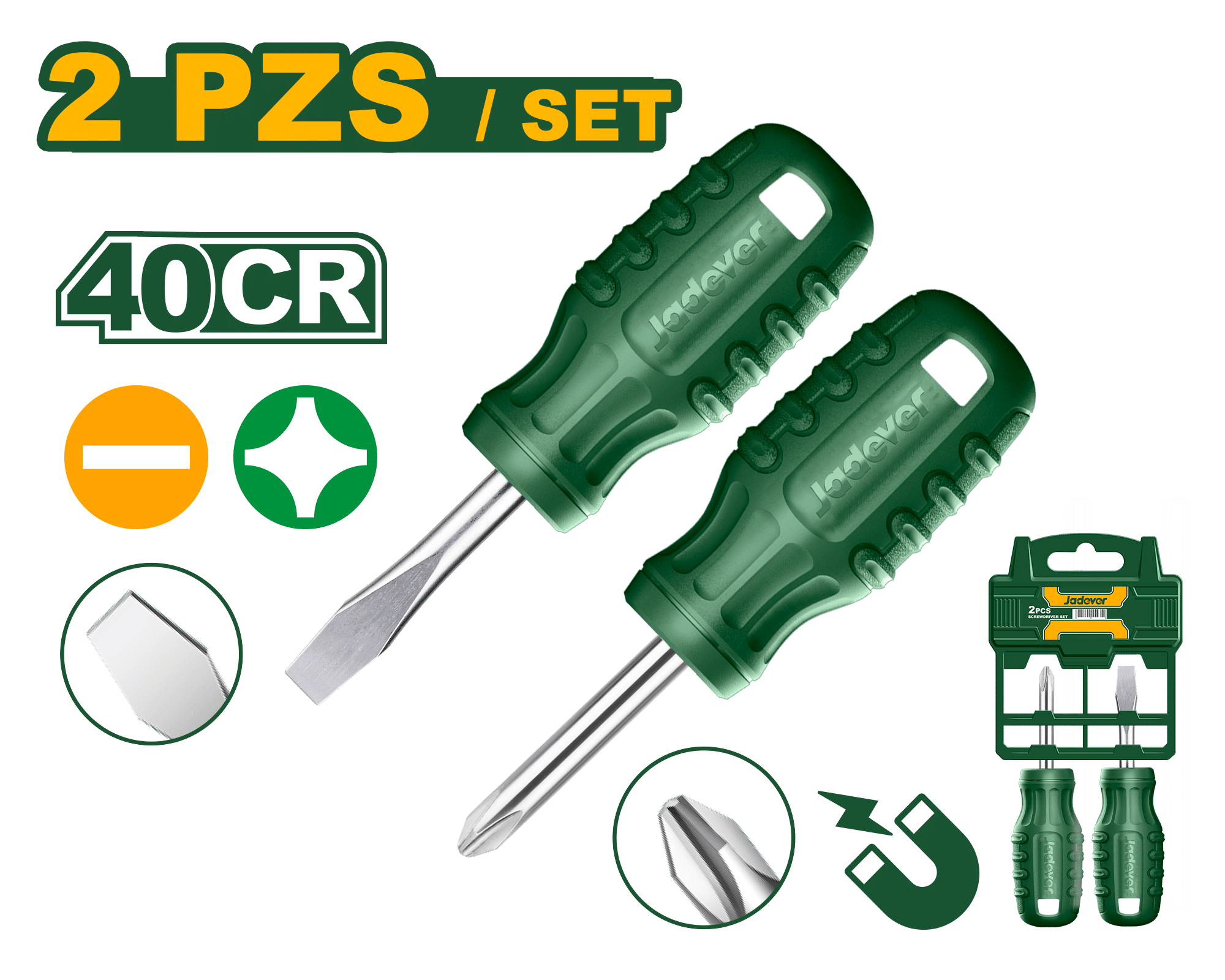 SET DE DESTORNILLADORES 40CR SL6.5 PH2 38MM 2PCS