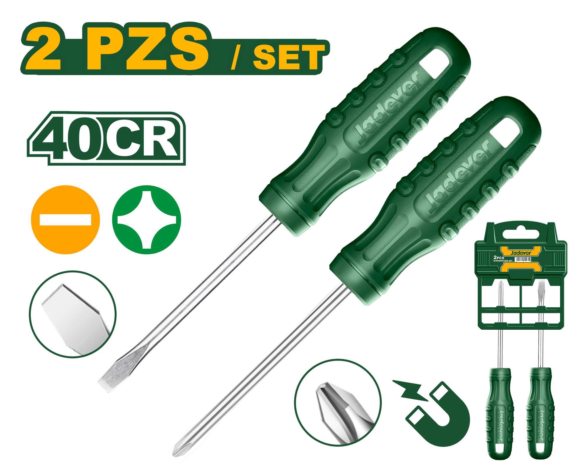 SET DE DESTORNILLADORES 40CR  SL6.5 PH2 100MM 2PCS