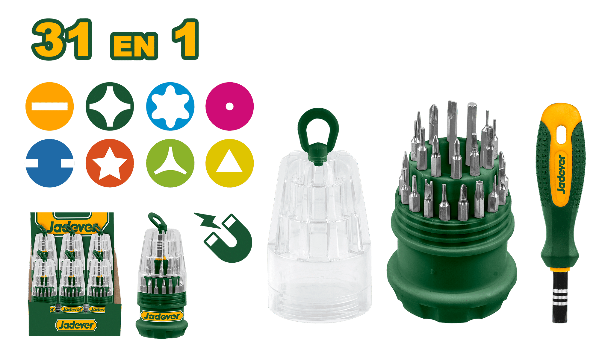 SET DE DESTORNILLADOR C/PUNTAS INTERCAMBIABLES DE PRECISION CR-V 31PCS