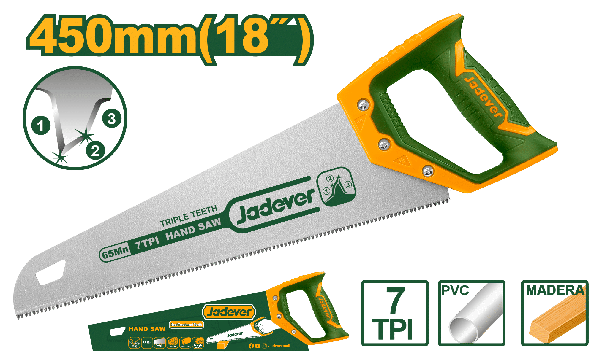 SERRUCHO DE MANO TRIPLE DIENTE 18″