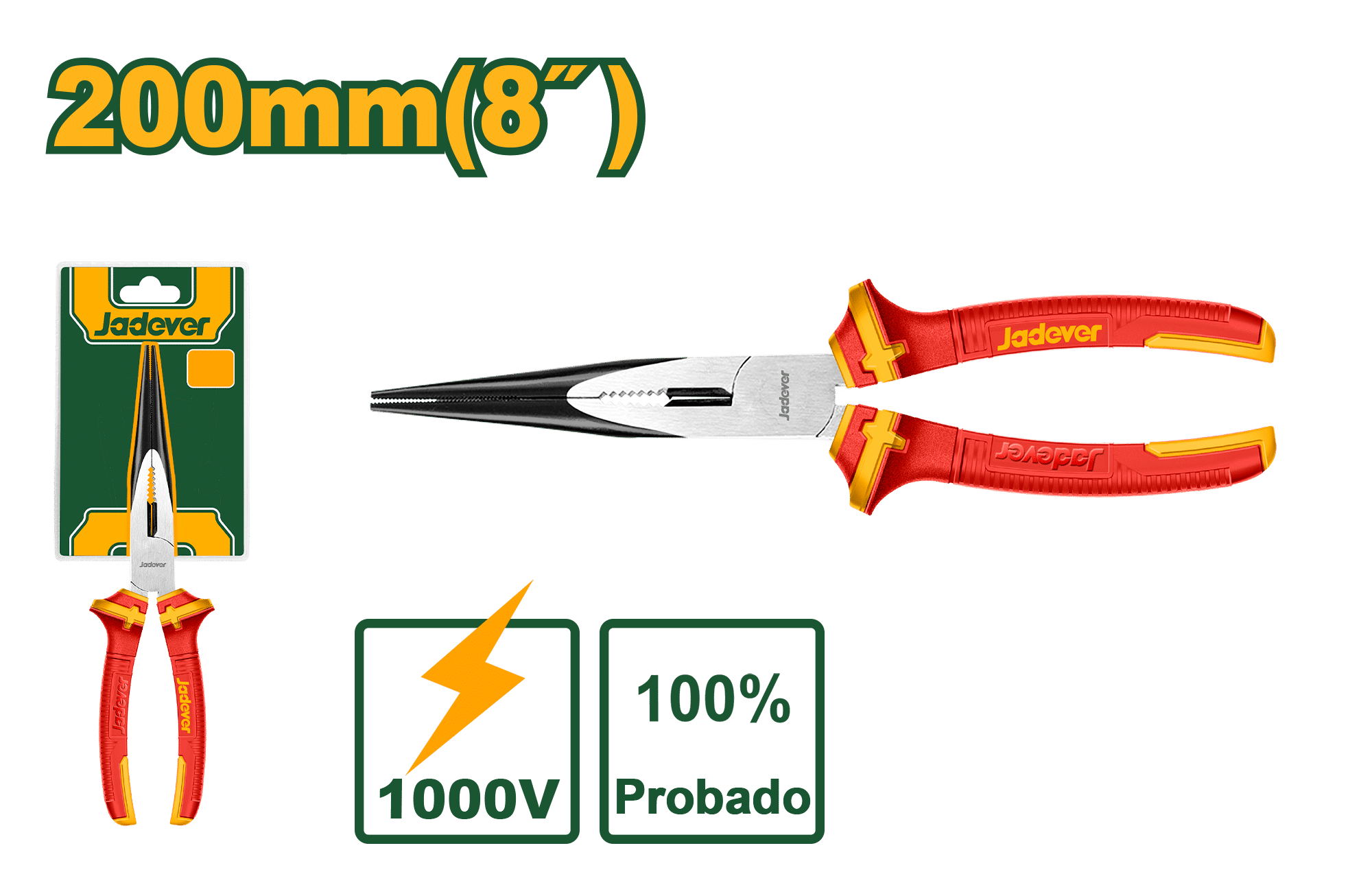 ALICATE PUNTA LARGA 8" 200MM AISLADO 1000V