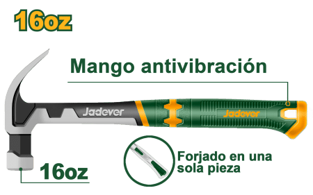 MARTILLO 16OZ 450G MANGO DE FIBRA