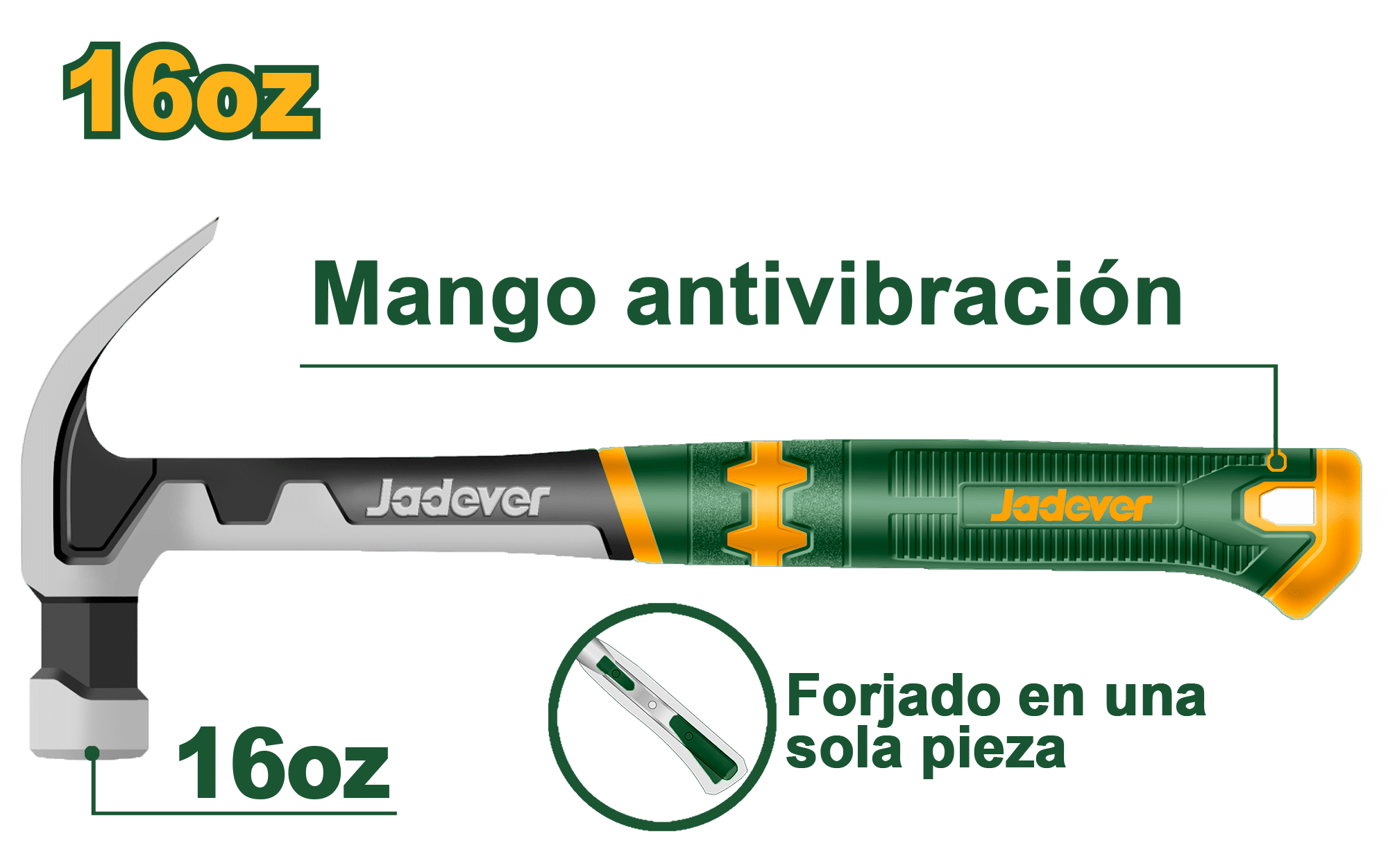 MARTILLO 16OZ 450G MANGO DE FIBRA