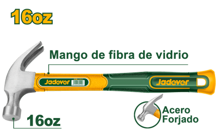 MARTILLO 16OZ 450G MANGO DE FIBRA