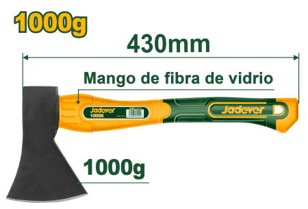 HACHA 1000G LOG: 430MM MANGO FIBRA DE VIDRIO