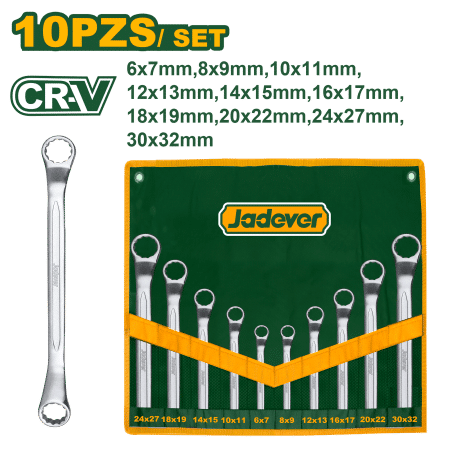 SET DE LLAVES CORONA ACODADA 10PCS 6-32 CR-V ESTUCHE LONA