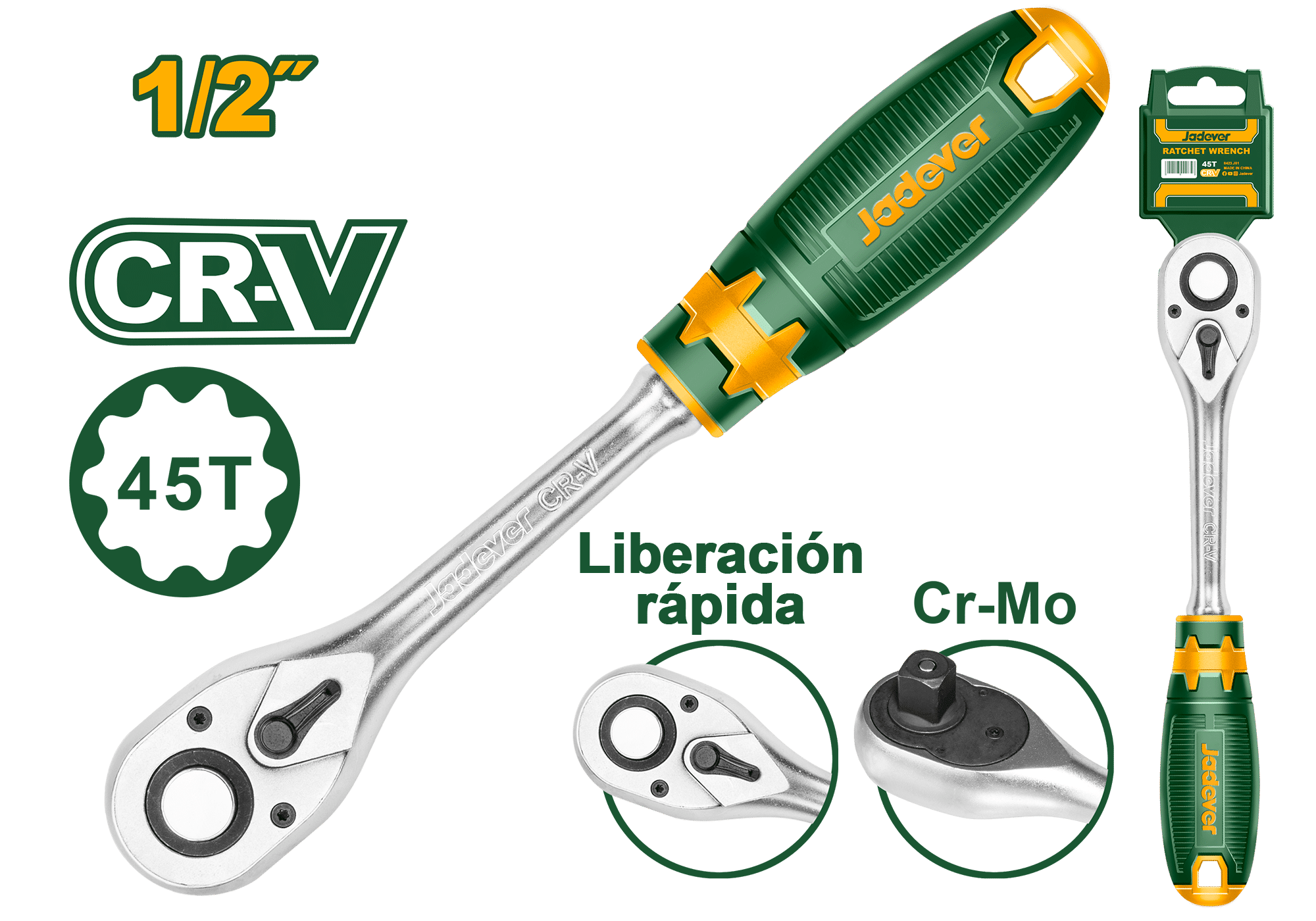 LLAVE RACHET 1/2"45T CR-V
