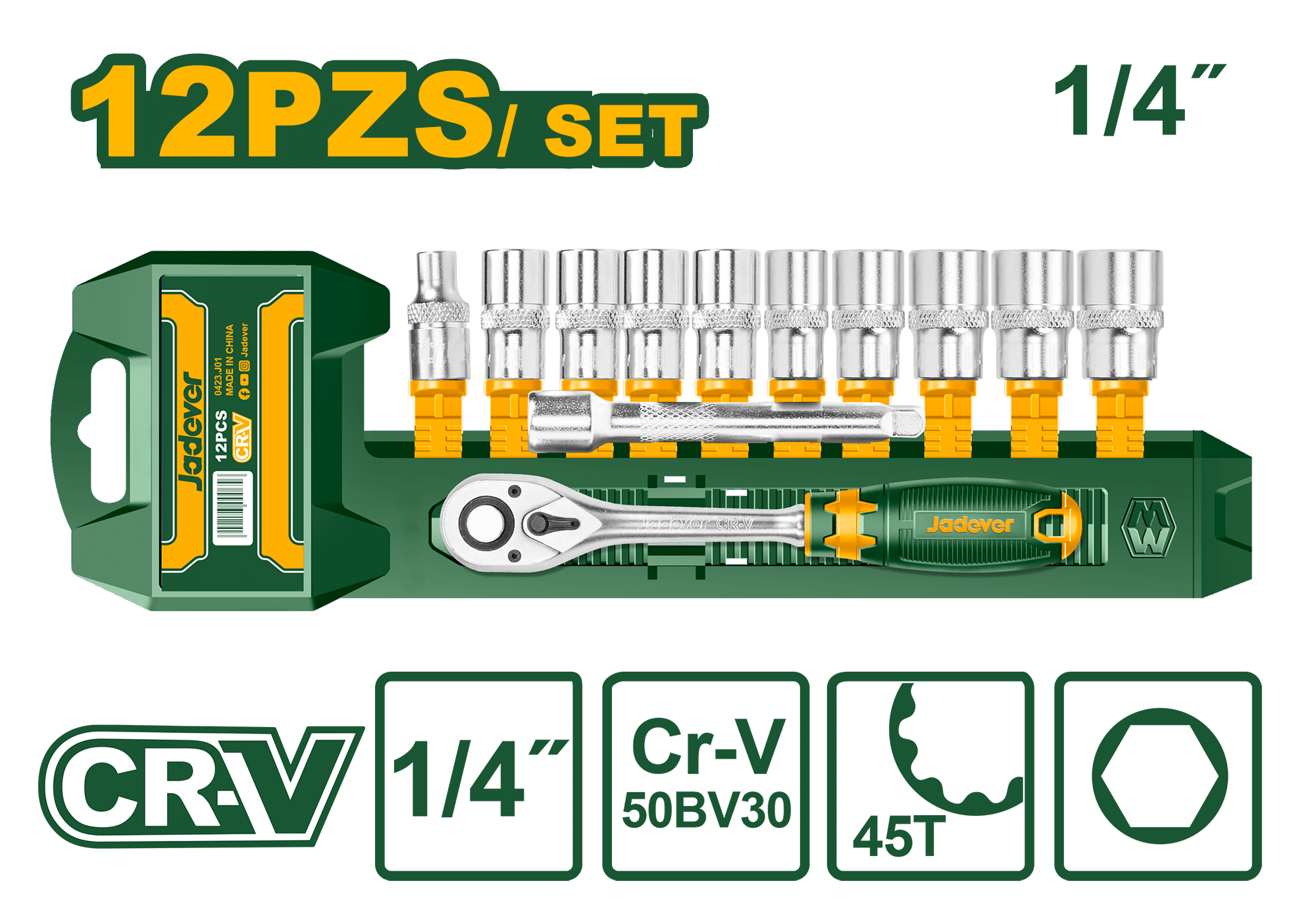 SET LLAVES DE VASO 1/4" 12PCS