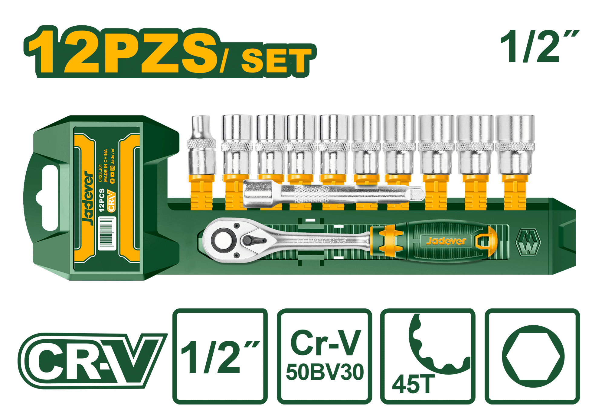SET LLAVES DE VASO 1/2" 12PCS