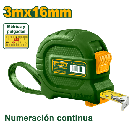 CINTA MÉTRICA DE ACERO 3MX16MM