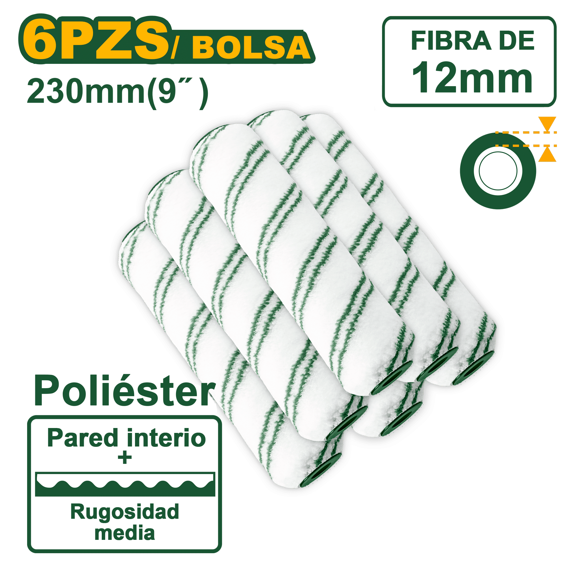REPUESTO DE RODILLO DE PINTAR 9" 230MM 6PCS