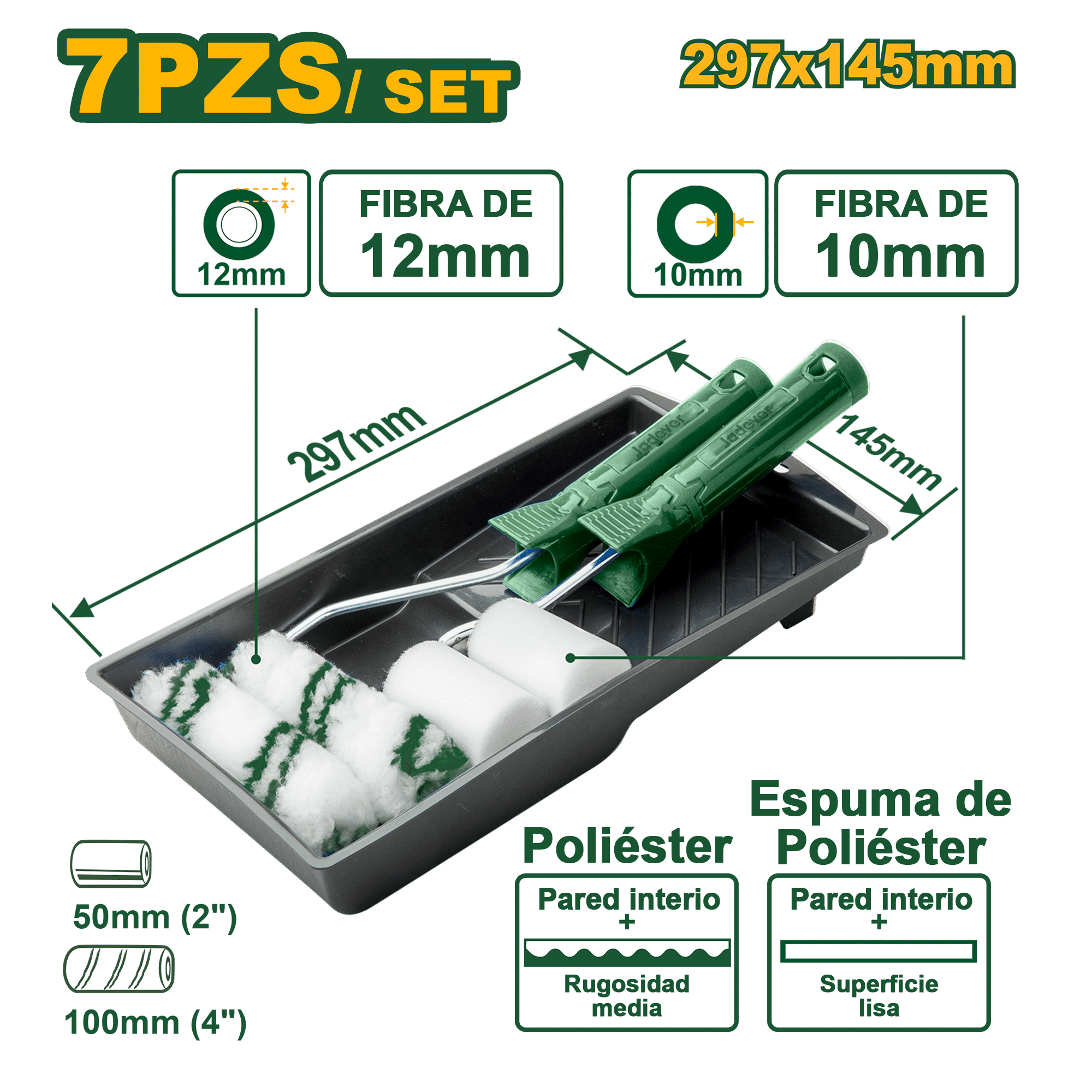 SET DE RODILLOS+BANDEJA 7PCS