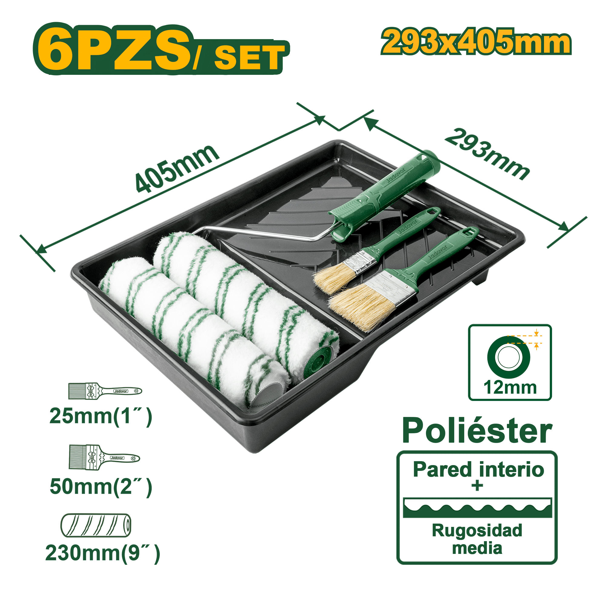 SET DE RODILLOS+BANDEJA 6PCS