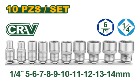 SET DE DADOS 1/4" 10PCS