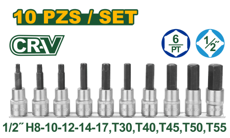 SET DE DADOS 1/2" 10PCS