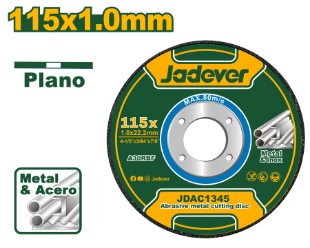 DISCO CORTE/ABRASIVO METAL 115X1.0MM PLANO