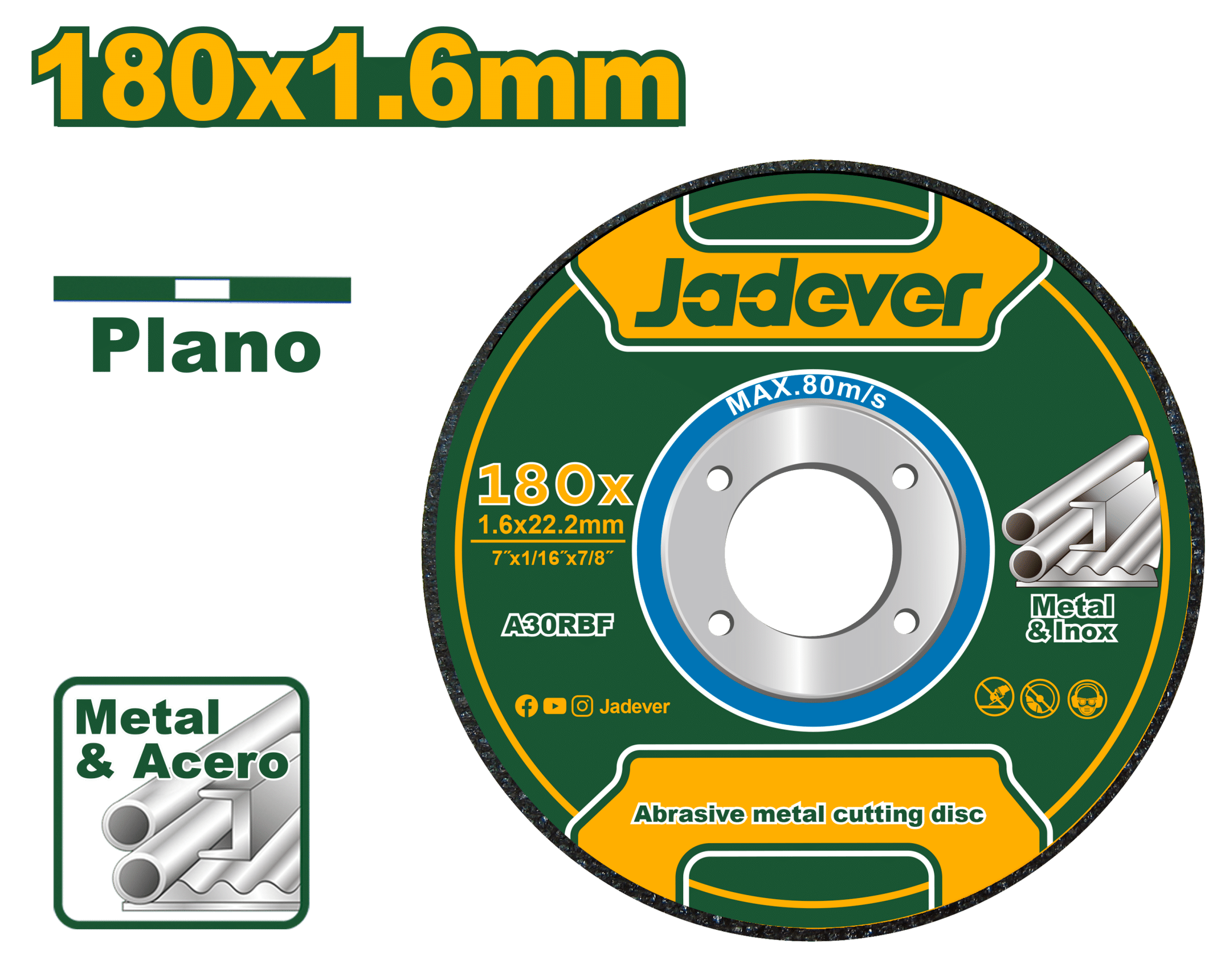 DISCO CORTE/ABRASIVO METAL 180X1.6MM