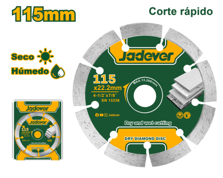 DISCO DIAMANTADO SECO 115X22.2MM ANCHO: 7.5MM