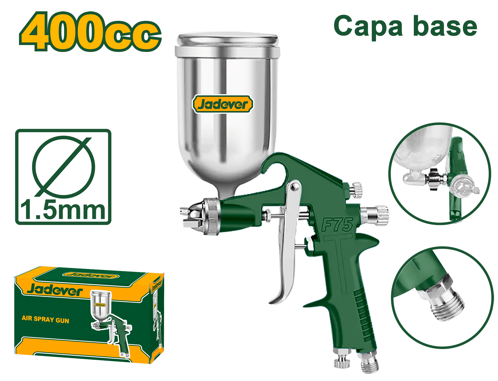 PISTOLA DE PULVERIZACIÓN BASE 1.5MM 400CC