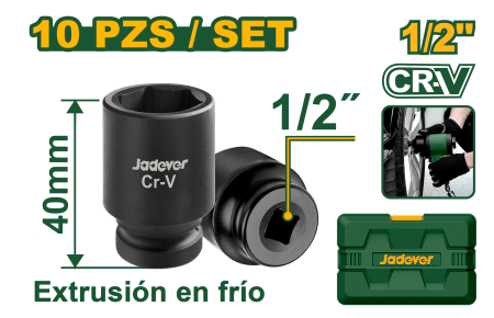SET DE DADOS DE IMPACTO 1/2" 10PCS CR-V