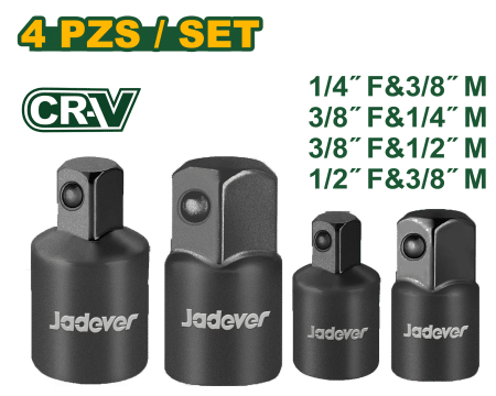 SET DE DADOS ADAPTADORES DE IMPACTO 1/4" 3/8" 1/2" 4PCS CR-V