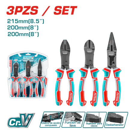 SET DE ALICATES 3PCS 8/8.5 CR-V MANGO TPR