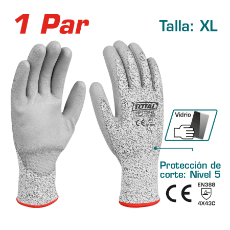 GUANTES ANTICORTE 5 CAPAS PROTECCION 4X43C CALIBRE 13 XL