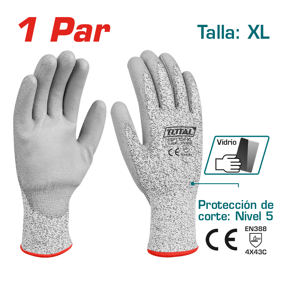 GUANTES ANTICORTE 5 CAPAS PROTECCION 4X43C CALIBRE 13 XL