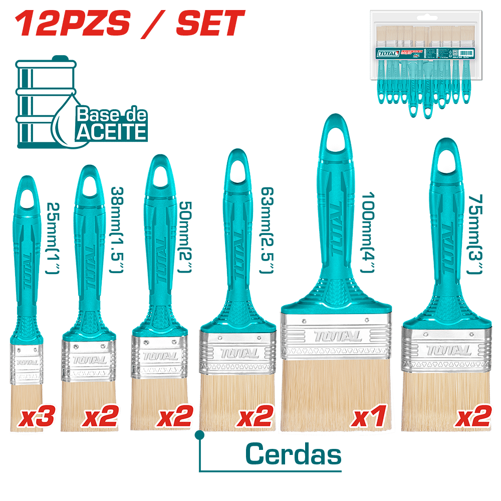 SET DE BROCHAS BASE ACEITE 25-100MM 12PCS