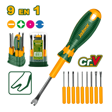 SET DE DESTORNILLADORES Y PUNTAS 9 EN 1 CR-V 10PCS