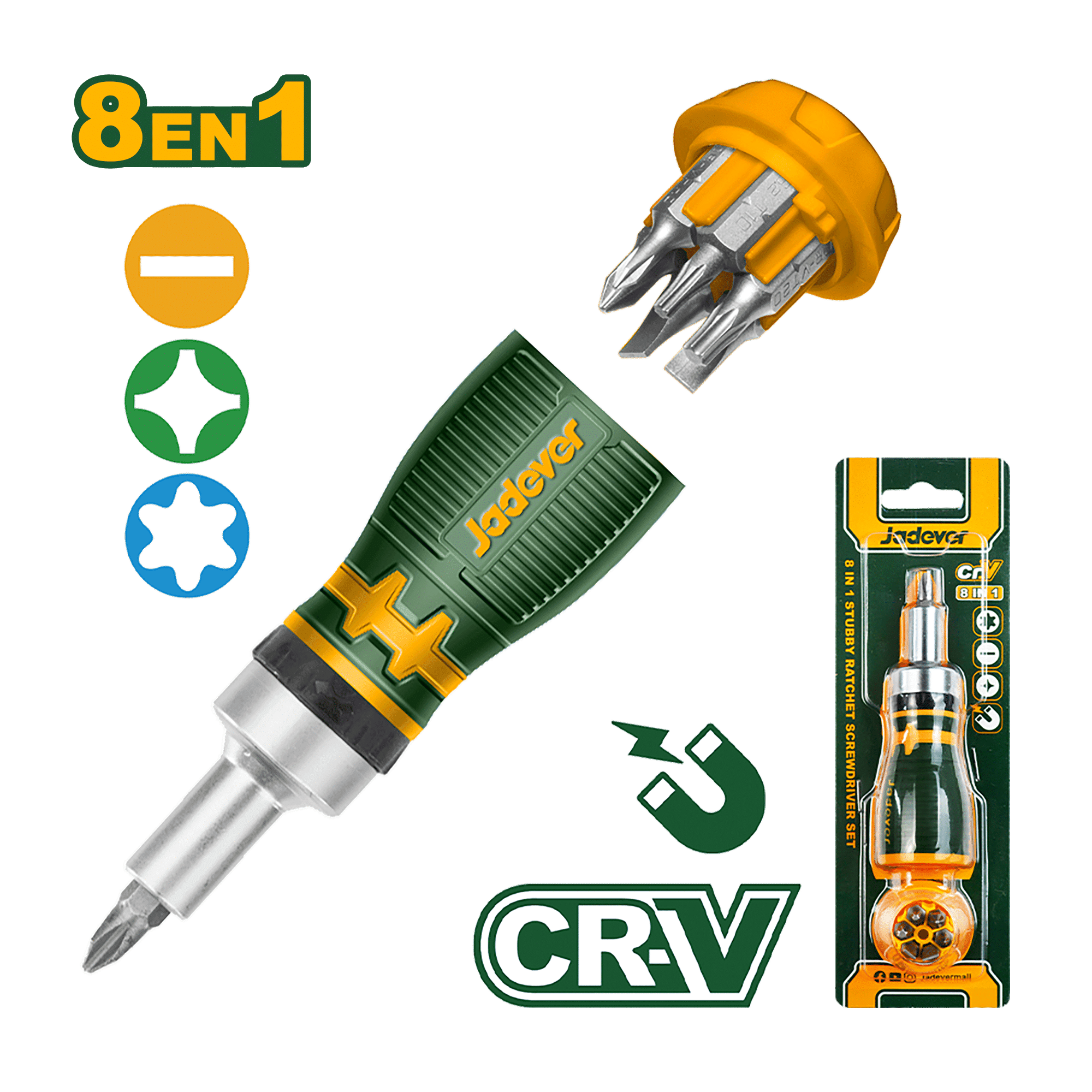 SET DE DESTORNILLADOR C/PUNTAS COMPACTO 8 EN 1 CR-V