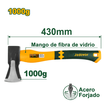 HACHA DE RESCATE 1000GR LOG: 430MM MANGO FIBRA DE VIDRIO