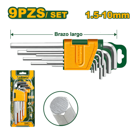 SET DE LLAVES ALLEN HEX 1.5-10MM 09PZS